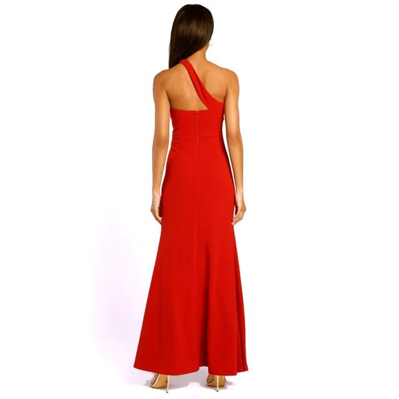 Lulus Your Majesty Asymmetrical Mermaid Maxi Dress w/Single Shoulder Strap Red - Picture 3 of 4